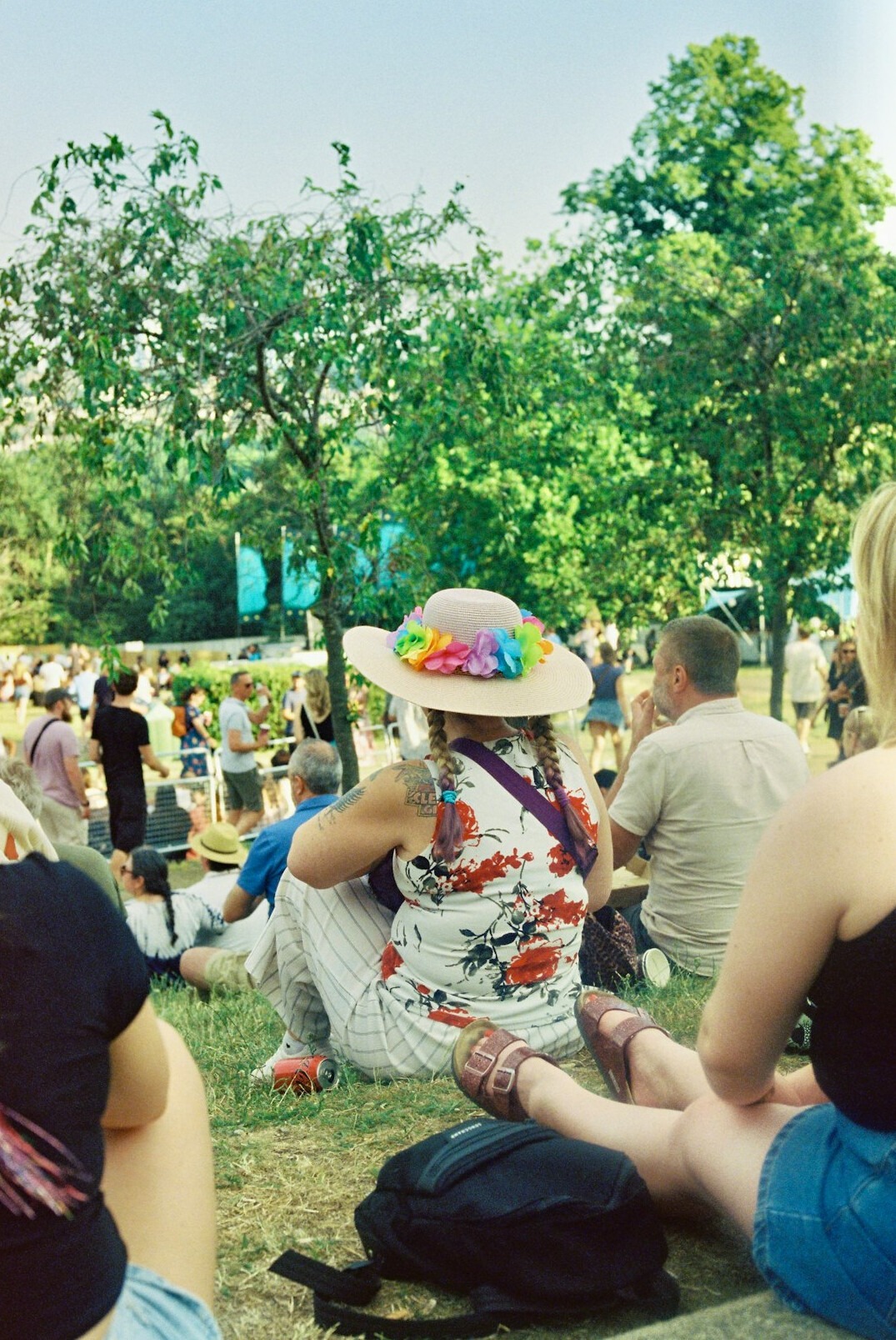 people interacting in public park
